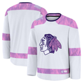 Vanessashop C.Blackhawks White 2024 Hockey Fights Cancer Practice Jerseys