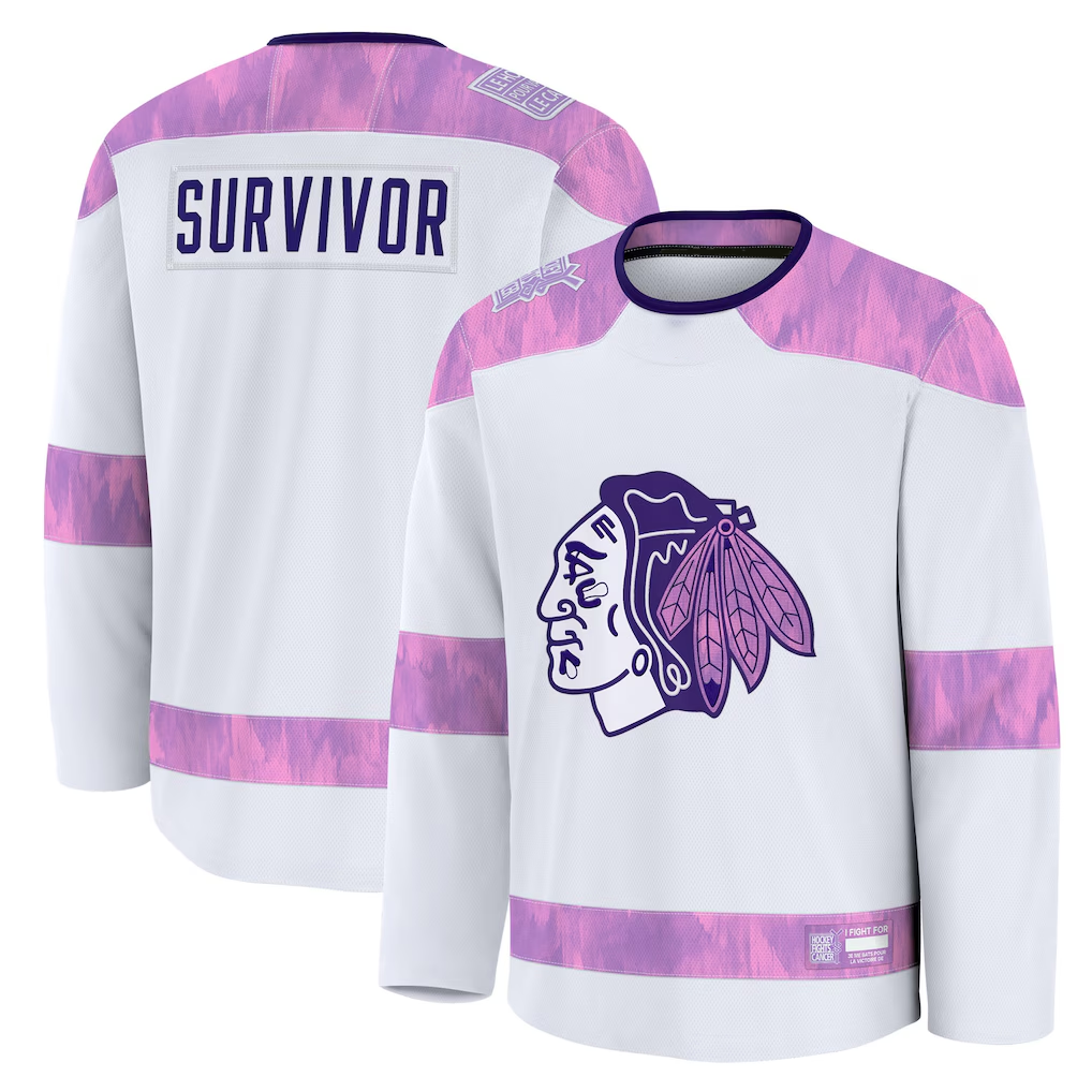 Vanessashop C.Blackhawks White Hockey Fights Cancer Survivor Practice Jerseys