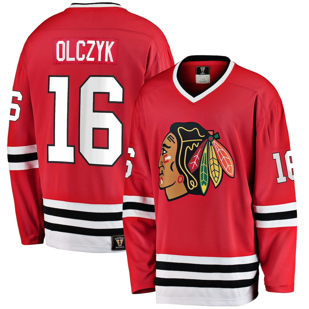 Vanessashop C.Blackhawks #16 Eddie Olczyk Red Premier Breakaway Retired Player Jerseys