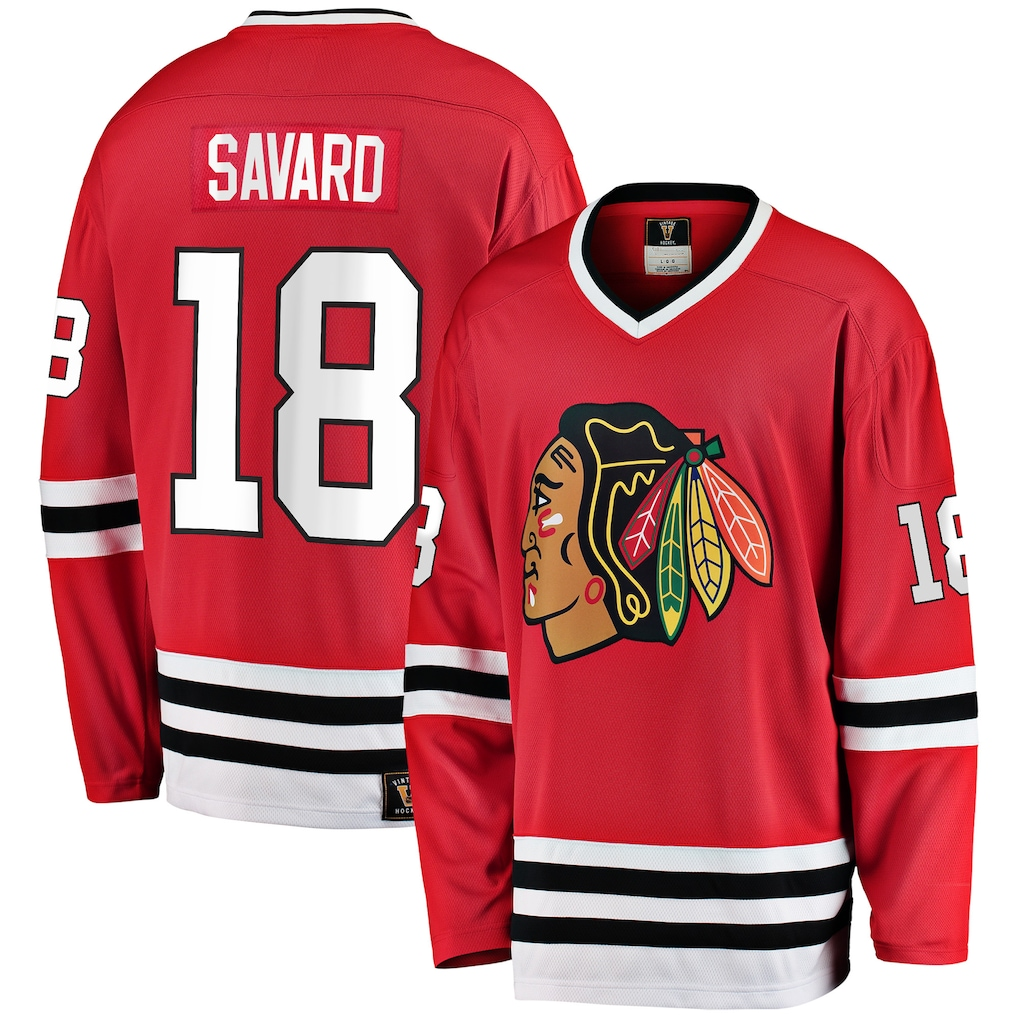 Vanessashop C.Blackhawks #18 Denis Savard Red Premier Breakaway Retired Player Jerseys