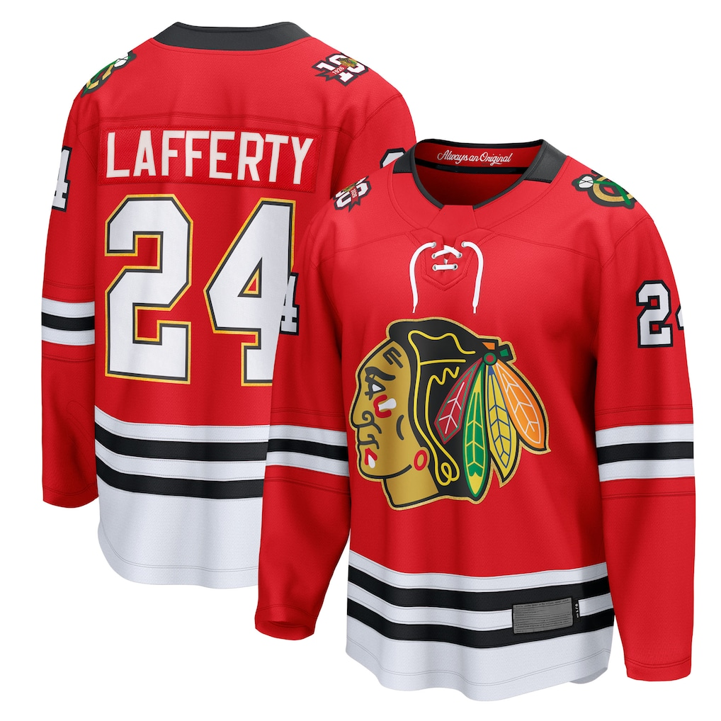Vanessashop C.Blackhawks #24 Sam Lafferty Red Centennial Breakaway Player Jerseys