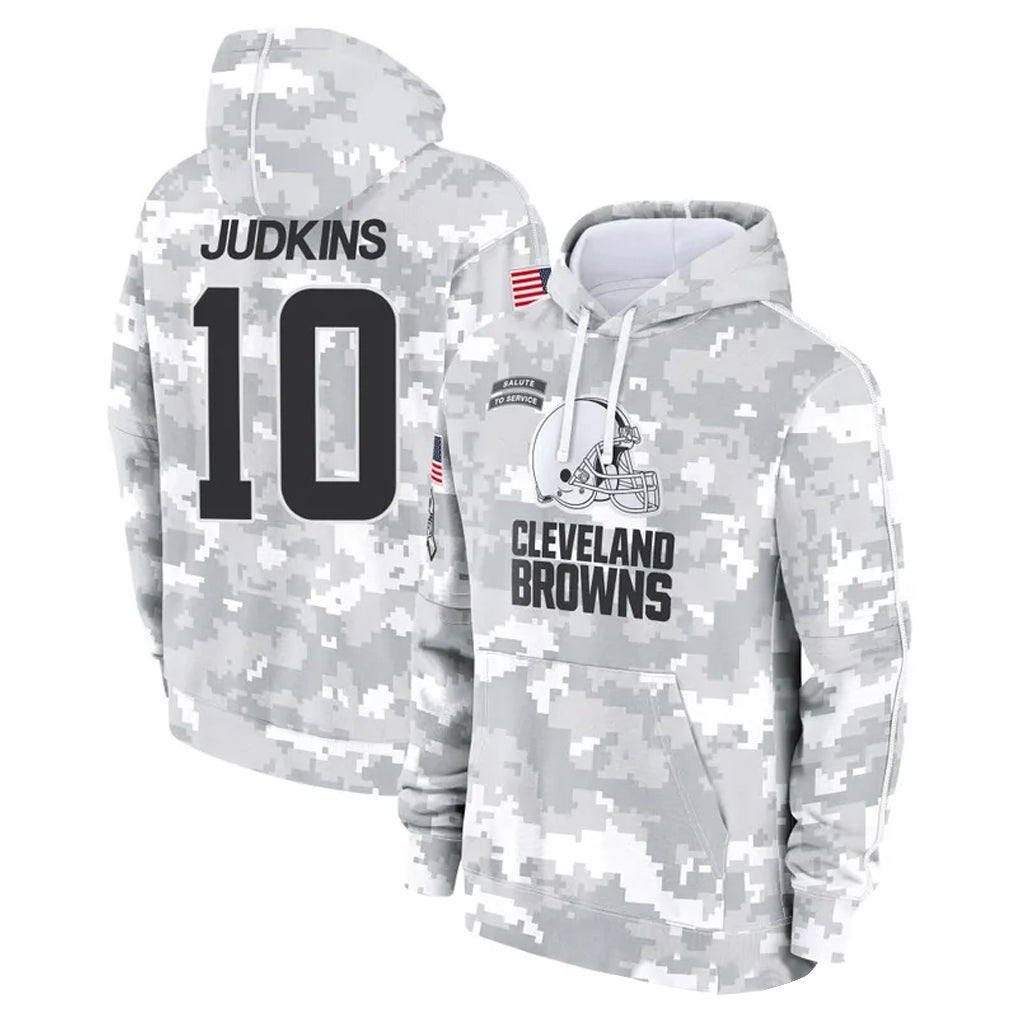 Vanessashop C.Browns #10 Quinshon Judkins Player Arctic Camo Salute to Service Hoodies Limited Game Stitched Jerseys