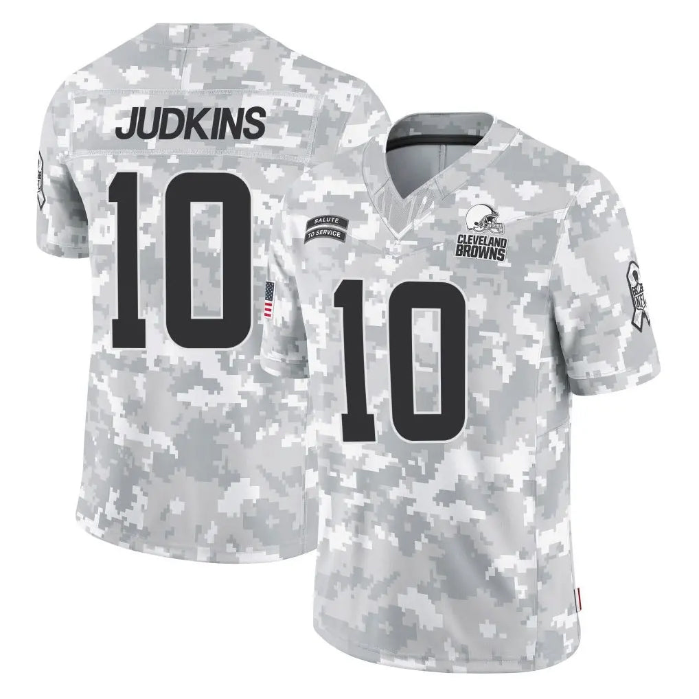 Vanessashop C.Browns #10 Quinshon Judkins Player Arctic Camo Salute to Service Limited Home Game Stitched Jerseys