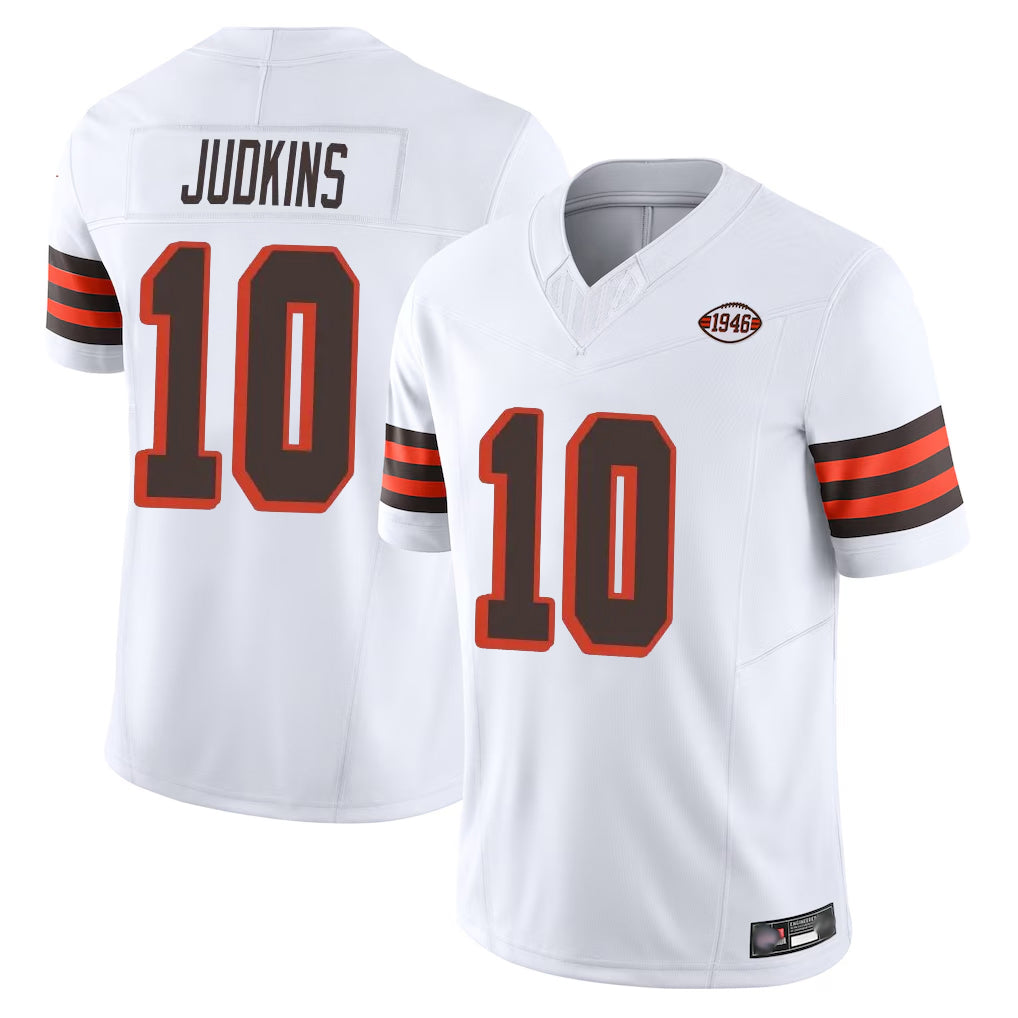 Vanessashop C.Browns #10 Quinshon Judkins Player White Limited Vapor F.U.S.E. Alternate Game Stitched Jerseys