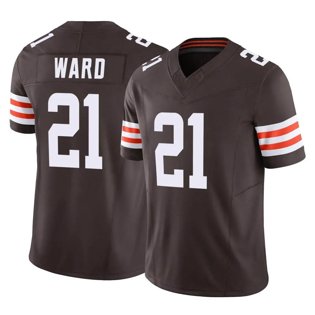 Vanessashop C.Browns #21 Denzel Ward Player Brown Vapor F.U.S.E. Limited Home Game Stitched Jerseys