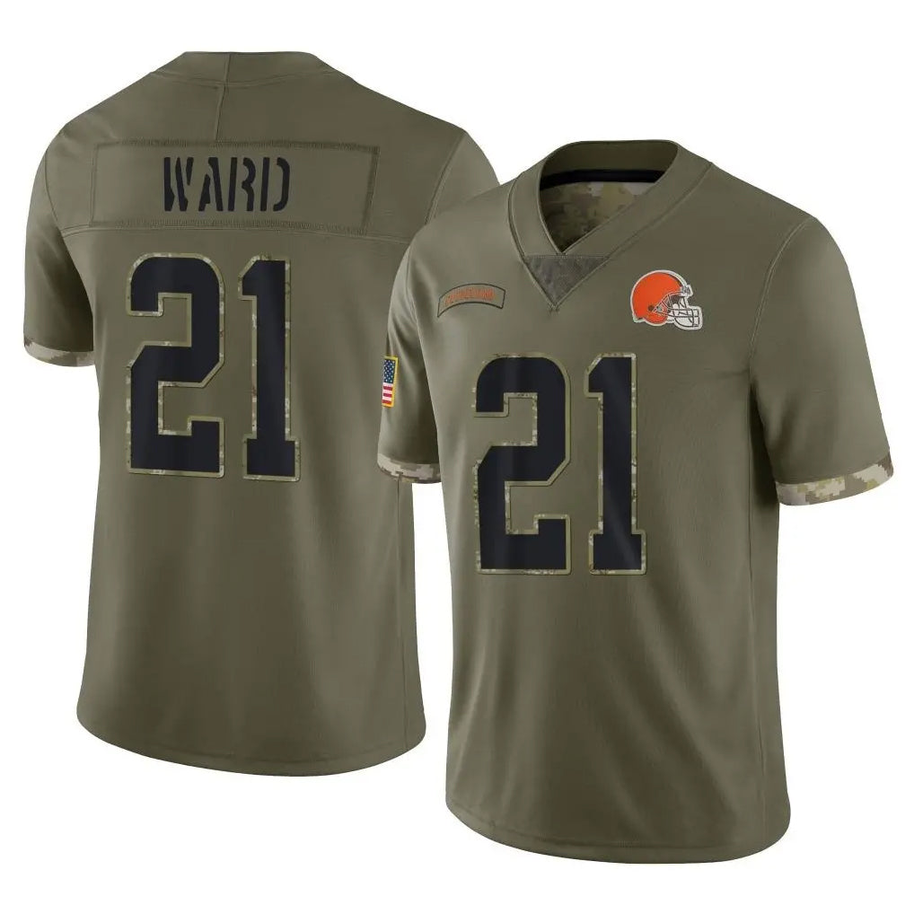 Vanessashop C.Browns #21 Denzel Ward Player Olive Salute to Service Limited Game Stitched Jerseys