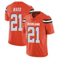 Vanessashop C.Browns #21 Denzel Ward Player Orange Alternate Vapor Untouchable Limited Home Game Stitched Jerseys