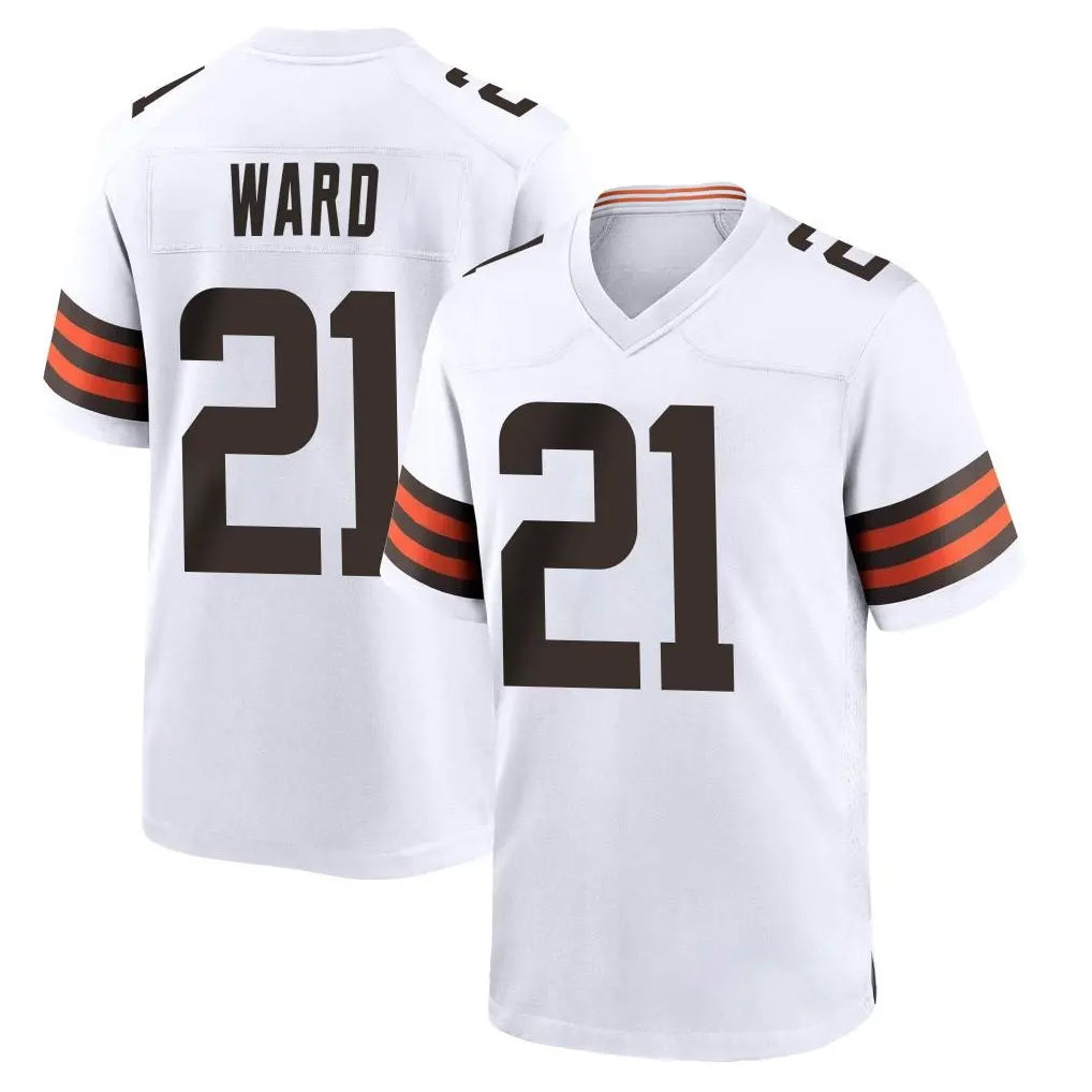 Vanessashop C.Browns #21 Denzel Ward Player White Home Game Stitched Jerseys