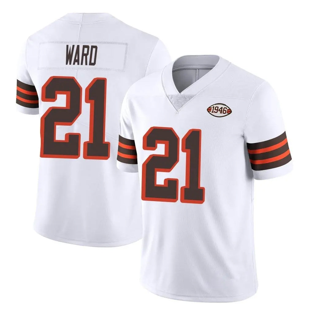 Vanessashop C.Browns #21 Denzel Ward Player White Limited  Vapor 1946 Collection Alternate Game Stitched Jerseys
