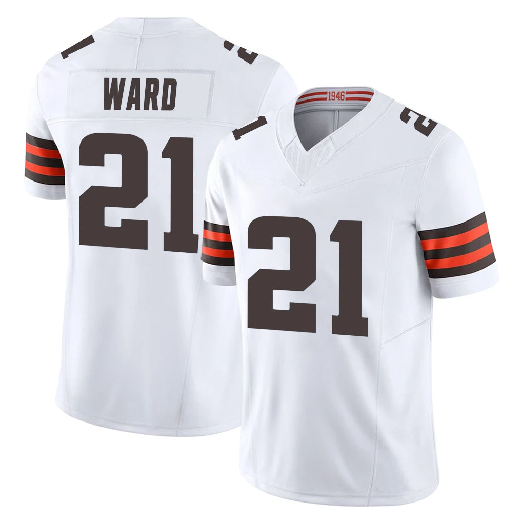 Vanessashop C.Browns #21 Denzel Ward Player White Vapor F.U.S.E. Limited Home Game Stitched Jerseys