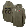 Vanessashop C.Browns #22 Dylan Sampson Player Olive Salute to Service Pullover Hoodies Limited Stitched Jerseys
