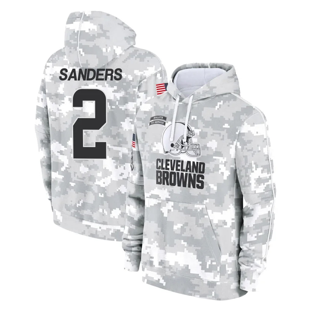 Vanessashop C.Browns #2 Shedeur Sanders Player Arctic Camo Salute to Service Hoodies Limited Game Stitched Jerseys