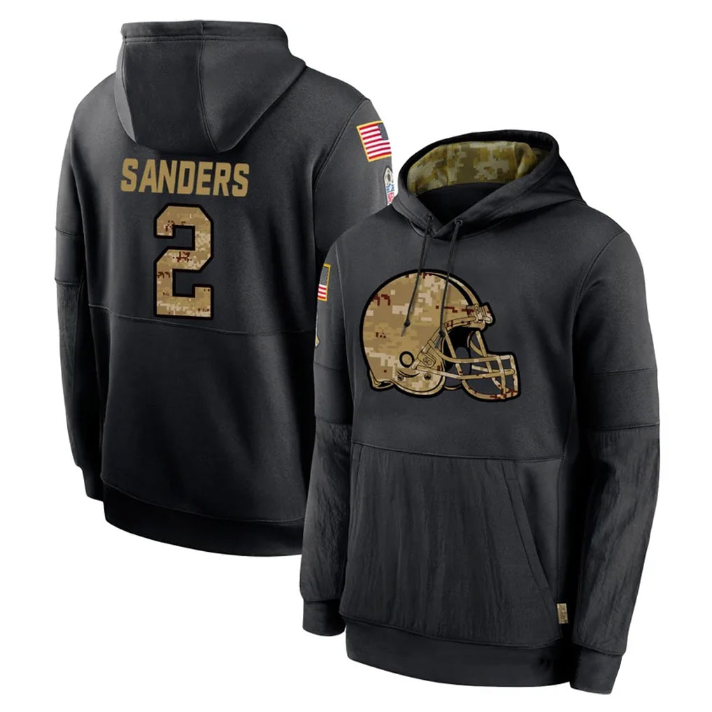 Vanessashop C.Browns #2 Shedeur Sanders Player Black Salute to Service Pullover Hoodies Limited Stitched Jerseys
