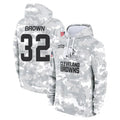 Vanessashop C.Browns #32 Jim Brown Player Arctic Camo Salute to Service Hoodies Limited Game Stitched Jerseys