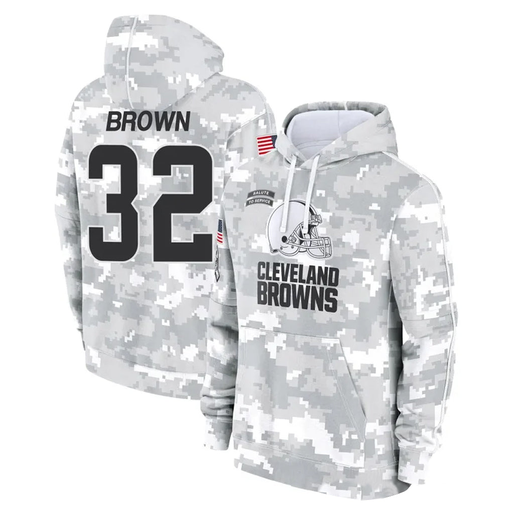 Vanessashop C.Browns #32 Jim Brown Player Arctic Camo Salute to Service Hoodies Limited Game Stitched Jerseys
