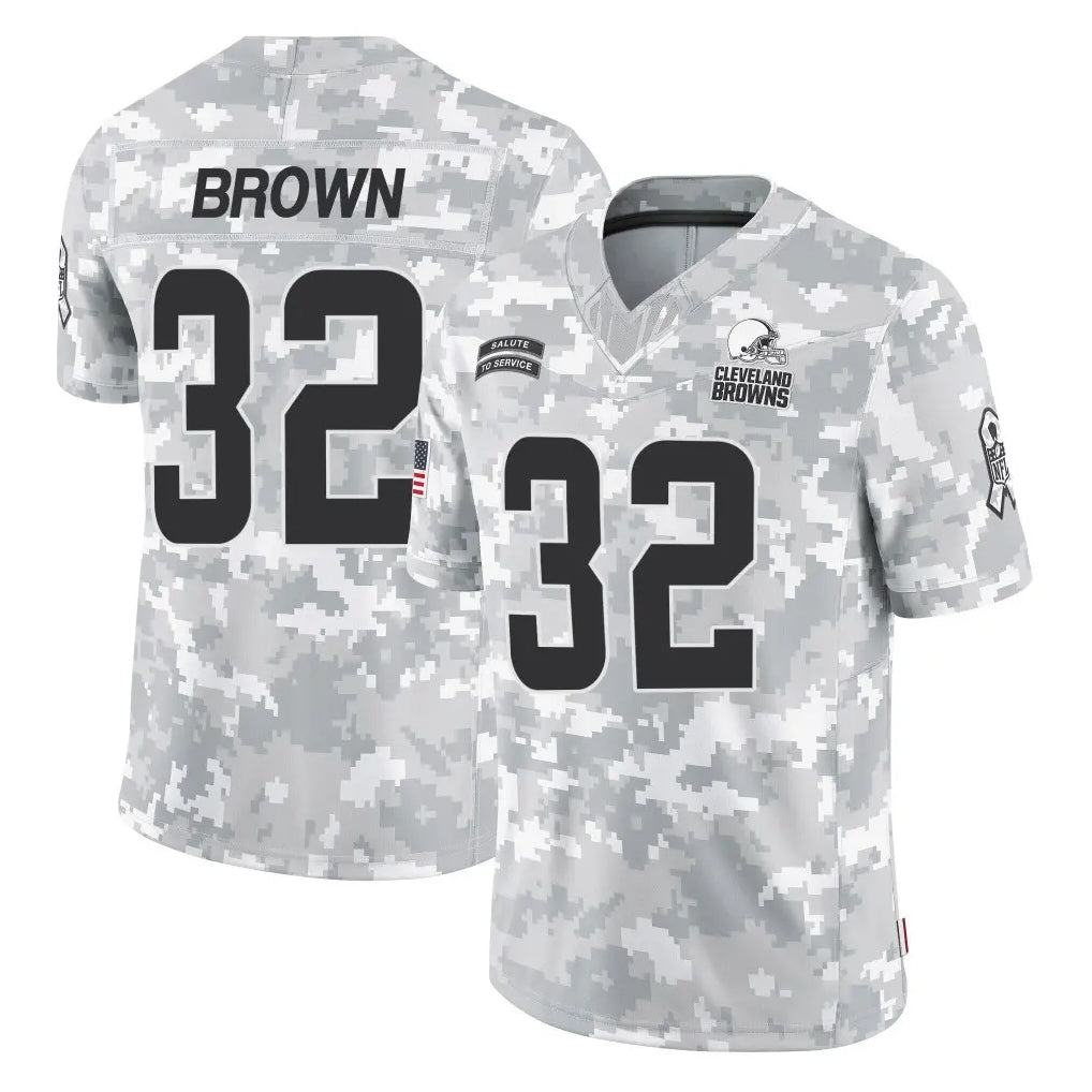Vanessashop C.Browns #32 Jim Brown Player Arctic Camo Salute to Service Limited Home Game Stitched Jerseys