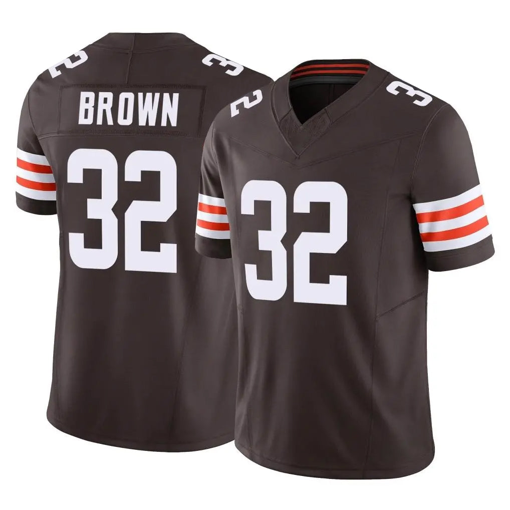 Vanessashop C.Browns #32 Jim Brown Player Brown Vapor F.U.S.E. Limited Home Game Stitched Jerseys