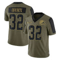 Vanessashop C.Browns #32 Jim Brown Player Olive Salute to Service Limited Home Game Stitched Jerseys
