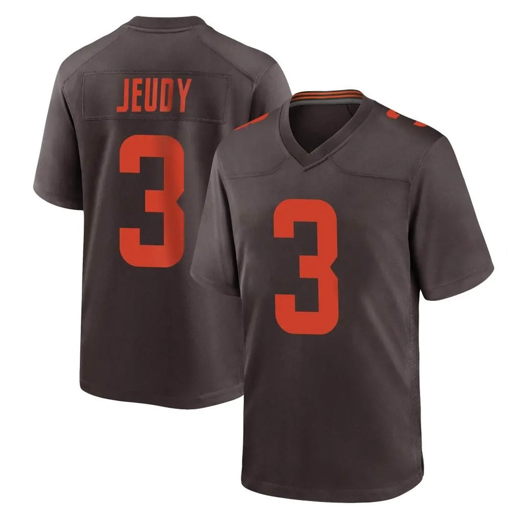 Vanessashop C.Browns #3 Jerry Jeudy Player Brown Alternate Home Game Stitched Jerseys
