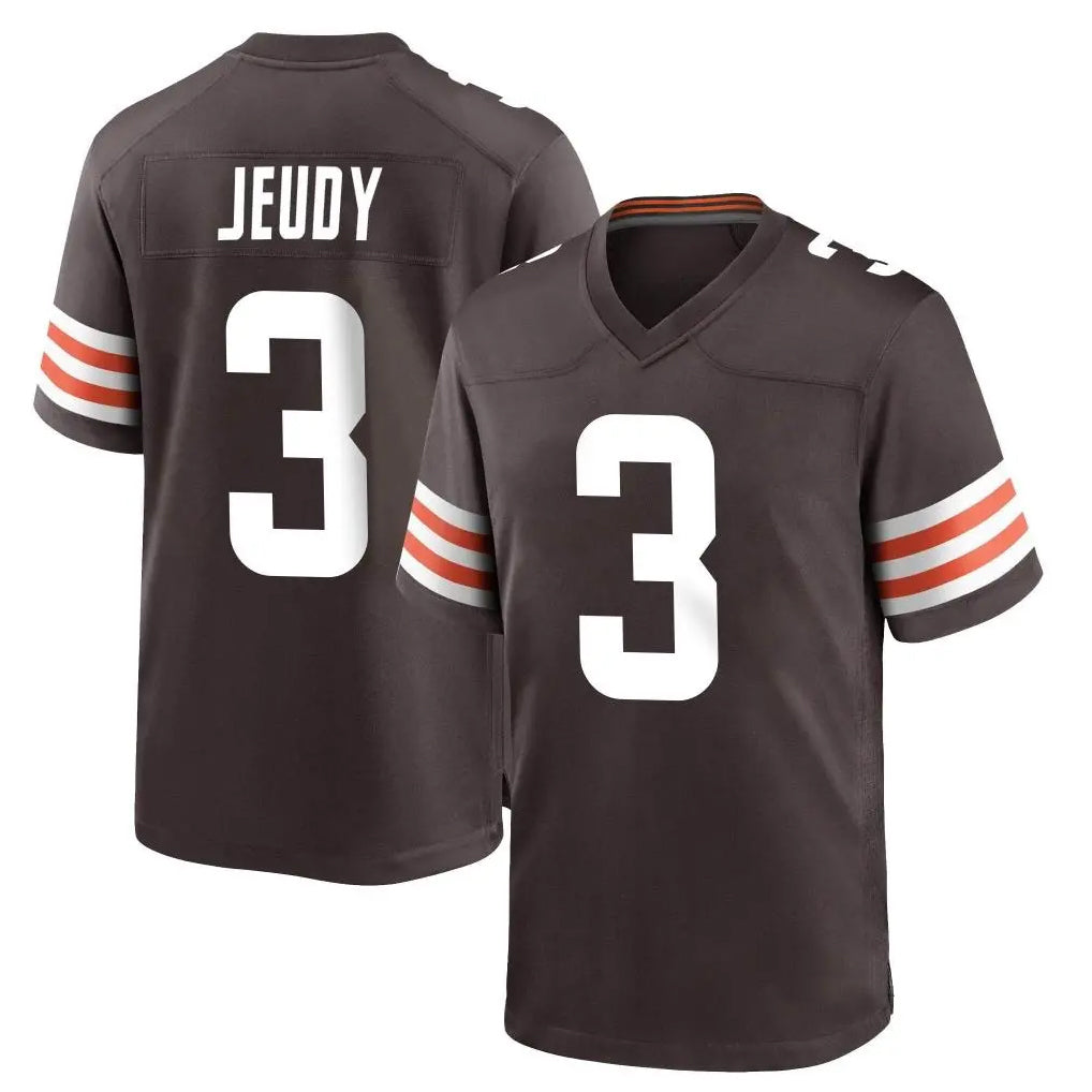 Vanessashop C.Browns #3 Jerry Jeudy Player Brown Home Game Stitched Jerseys