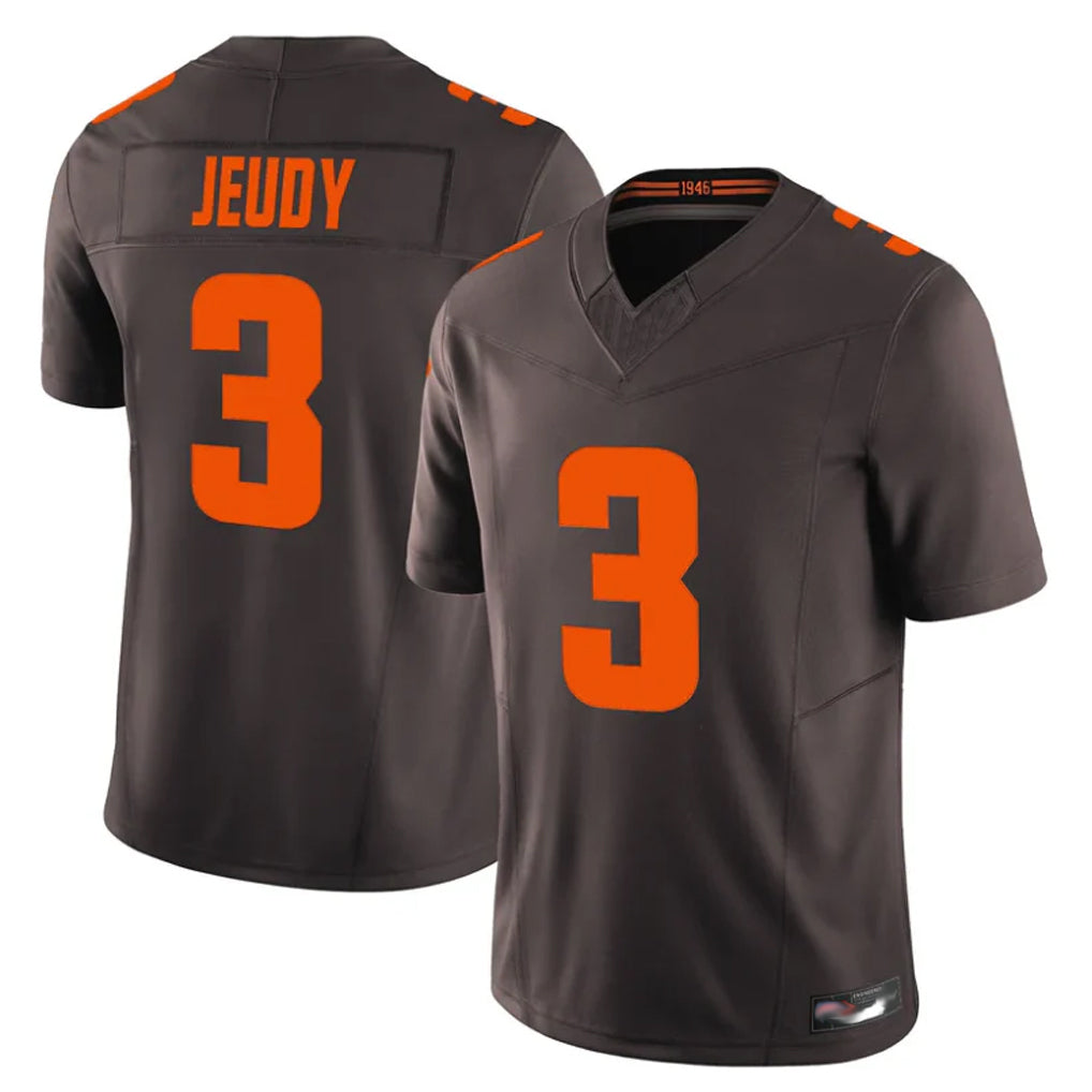 Vanessashop C.Browns #3 Jerry Jeudy Player Brown Limited Vapor F.U.S.E. Alternate Game Stitched Jerseys