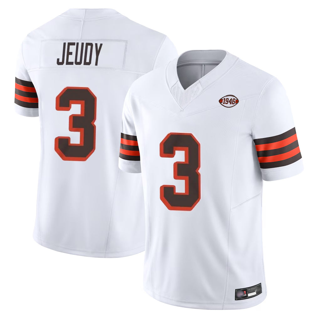 Vanessashop C.Browns #3 Jerry Jeudy Player White Limited Vapor F.U.S.E. Alternate Game Stitched Jerseys