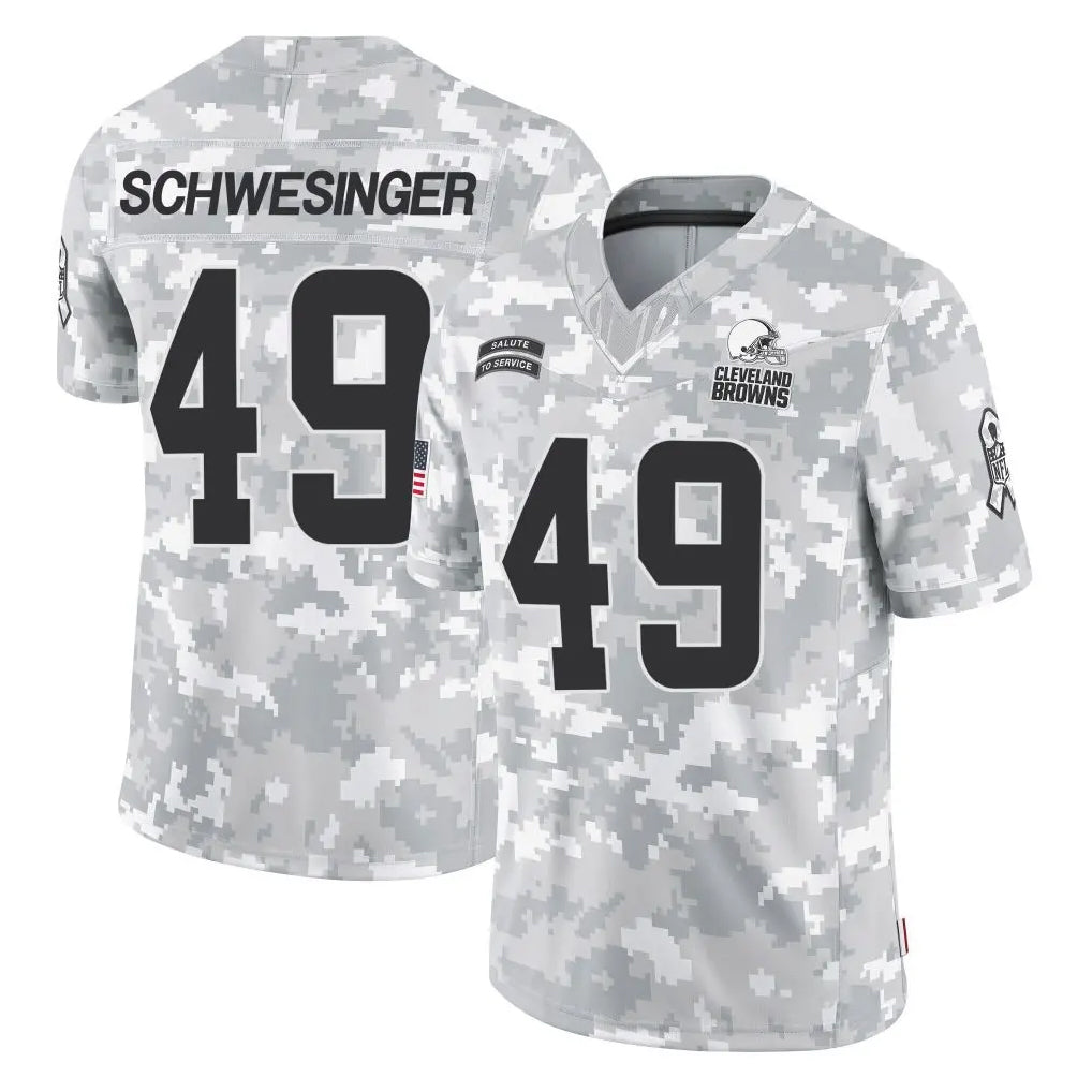 Vanessashop C.Browns #49 Carson Schwesinger Player Arctic Camo Salute to Service Limited Home Game Stitched Jerseys
