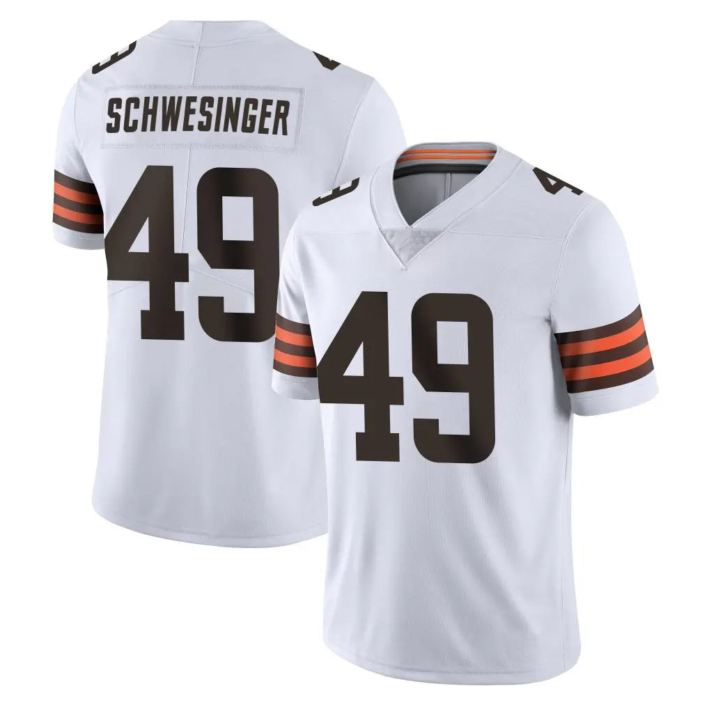 Vanessashop C.Browns #49 Carson Schwesinger Player White Vapor Untouchable Limited Home Game Stitched Jerseys