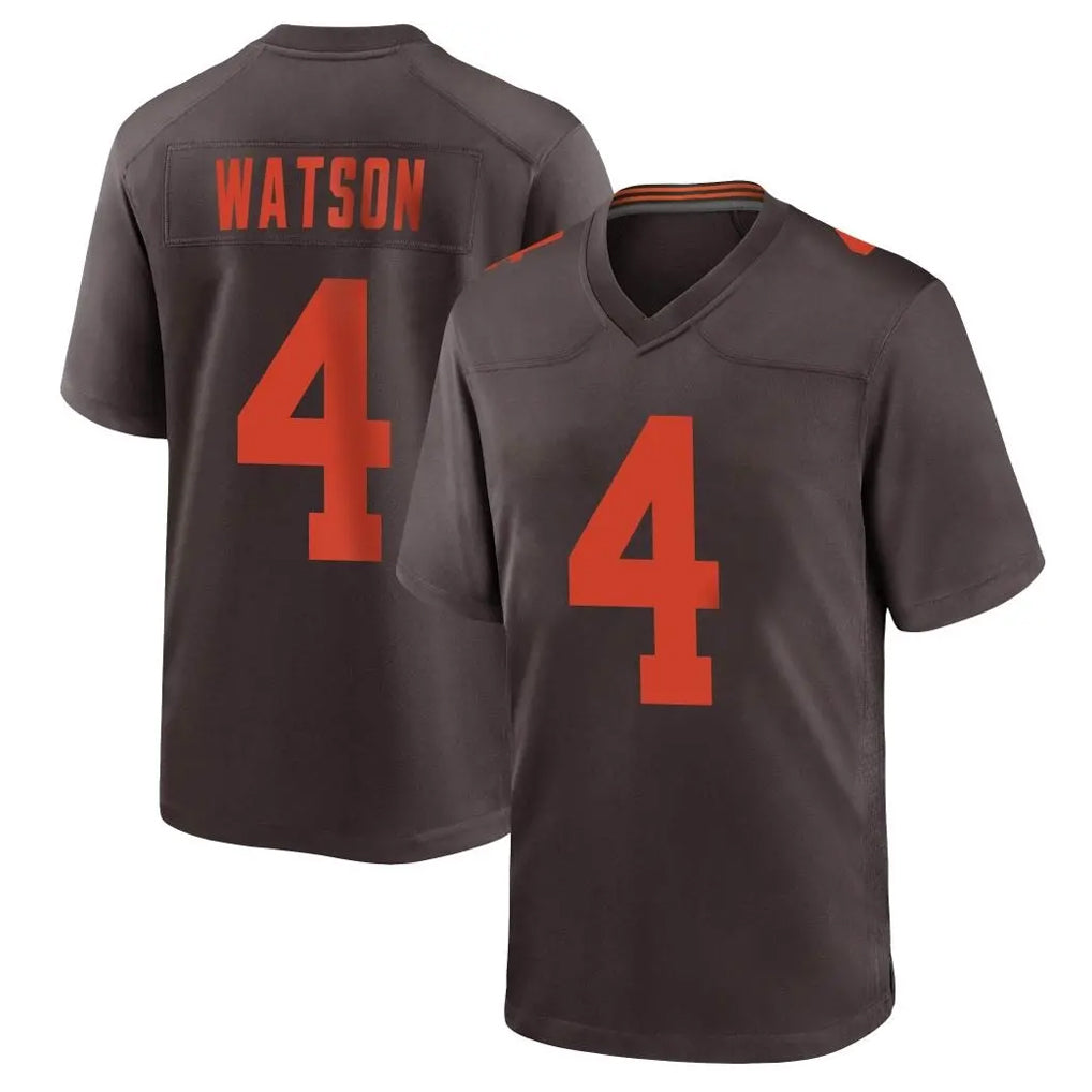 Vanessashop C.Browns #4 Deshaun Watson Player Brown Alternate Home Game Stitched Jerseys