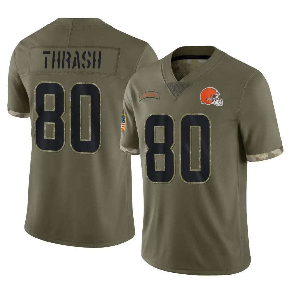 Vanessashop C.Browns #80 Jamari Thrash Player Olive Salute to Service Limited Game Stitched Jerseys