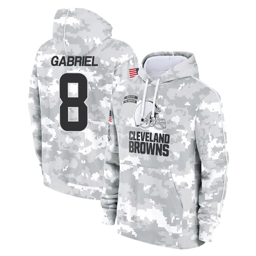 Vanessashop C.Browns #8 Dillon Gabriel Player Arctic Camo Salute to Service Hoodies Limited Game Stitched Jerseys