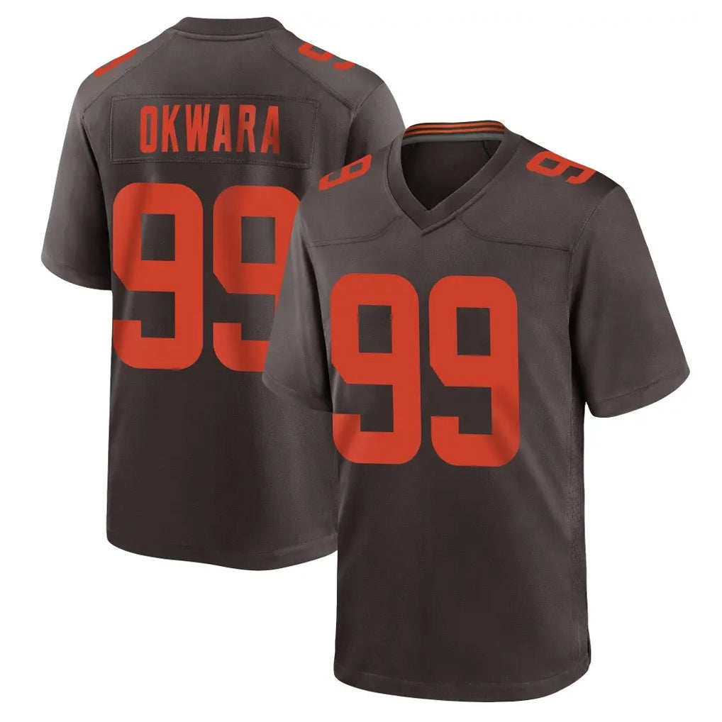 Vanessashop C.Browns #99 Julian Okwara Player Brown Alternate Home Game Stitched Jerseys