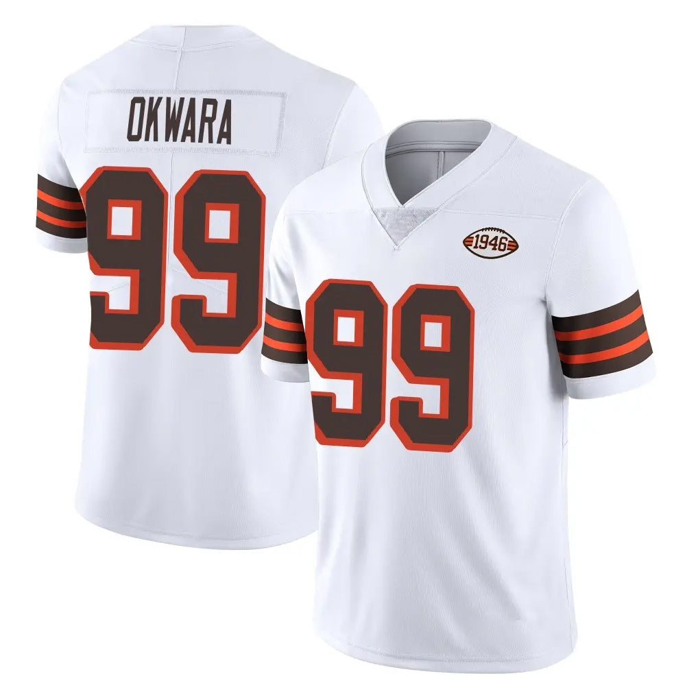 Vanessashop C.Browns #99 Julian Okwara Player White Limited  Vapor 1946 Collection Alternate Game Stitched Jerseys