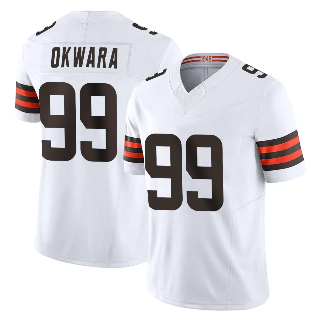 Vanessashop C.Browns #99 Julian Okwara Player White Vapor F.U.S.E. Limited Home Game Stitched Jerseys