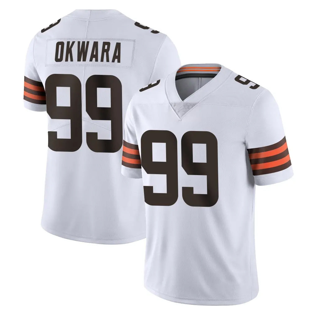 Vanessashop C.Browns #99 Julian Okwara Player White Vapor Untouchable Limited Home Game Stitched Jerseys