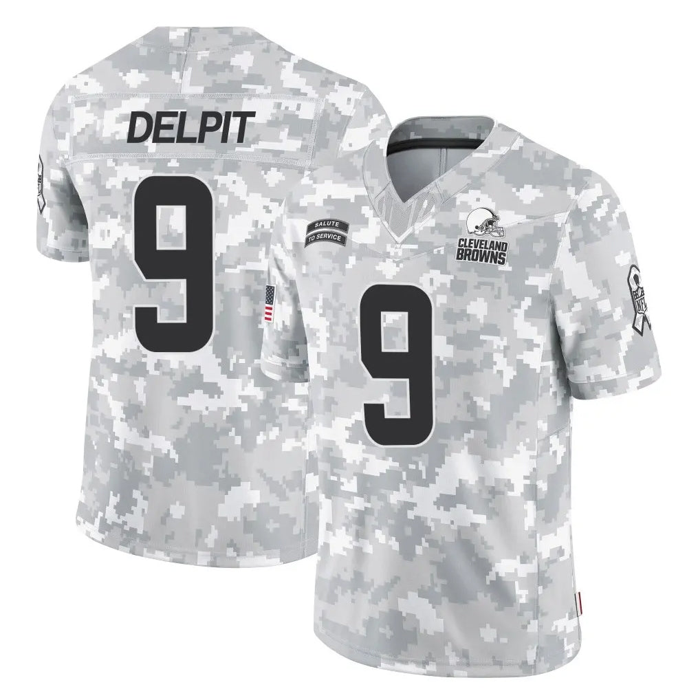 Vanessashop C.Browns #9 Grant Delpit Player Arctic Camo Salute to Service Limited Home Game Stitched Jerseys
