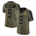 Vanessashop C.Browns #9 Grant Delpit Player Olive Salute to Service Limited Home Game Stitched Jerseys