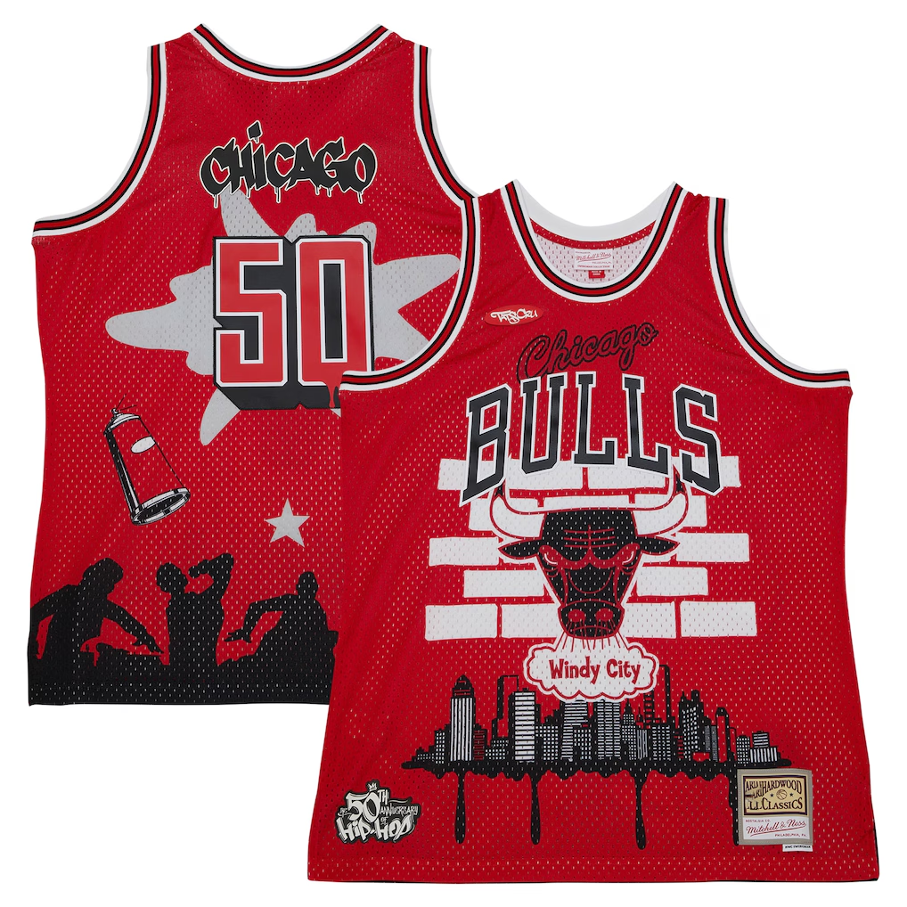 Vanessashop C.Bulls Mitchell & Ness x Tats Cru Red Hardwood Classics Fashion Jerseys