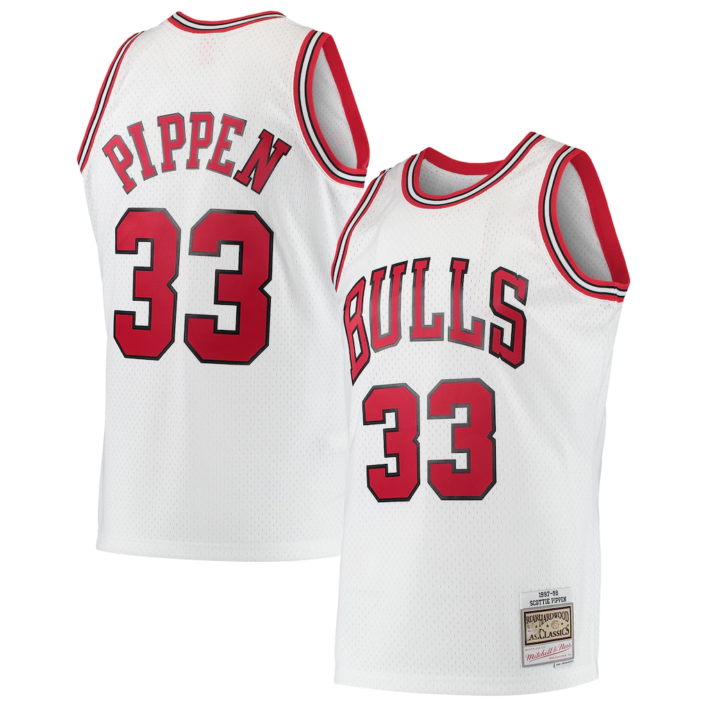 Vanessashop C.Bulls #33 Scottie Pippen Mitchell & Ness White Hardwood Classics Swingman Jerseys