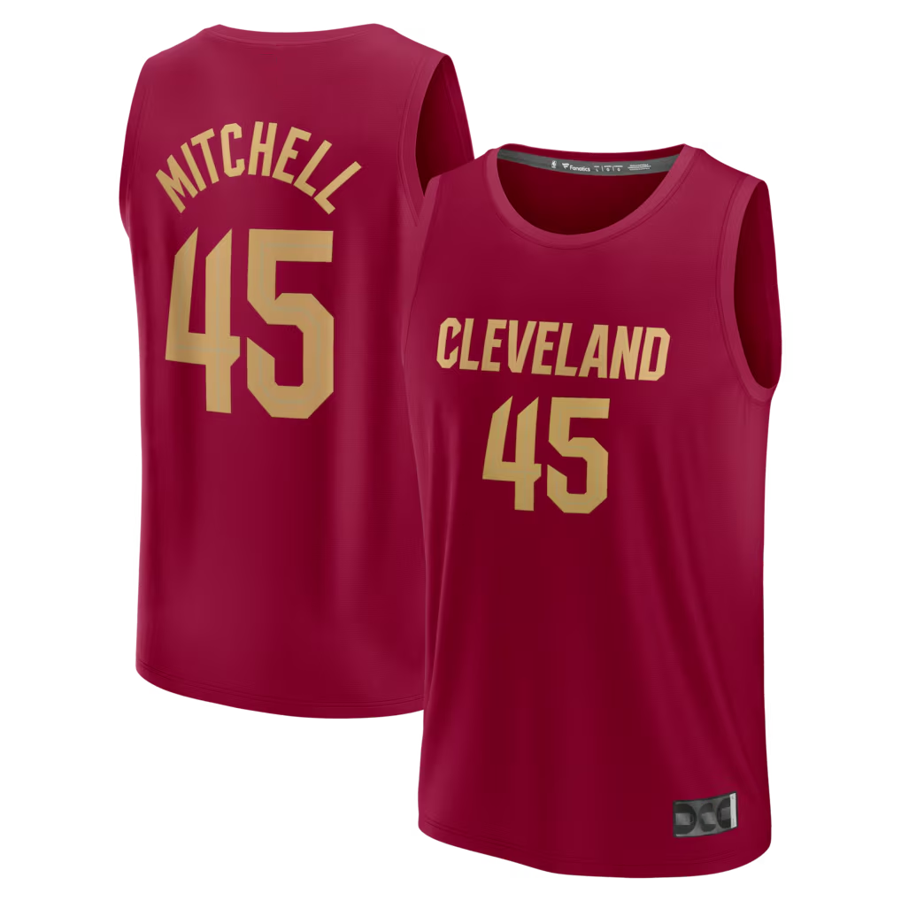 Vanessashop C.Cavaliers #45 Donovan Mitchell  Wine Fast Break Replica Jerseys - Icon Edition