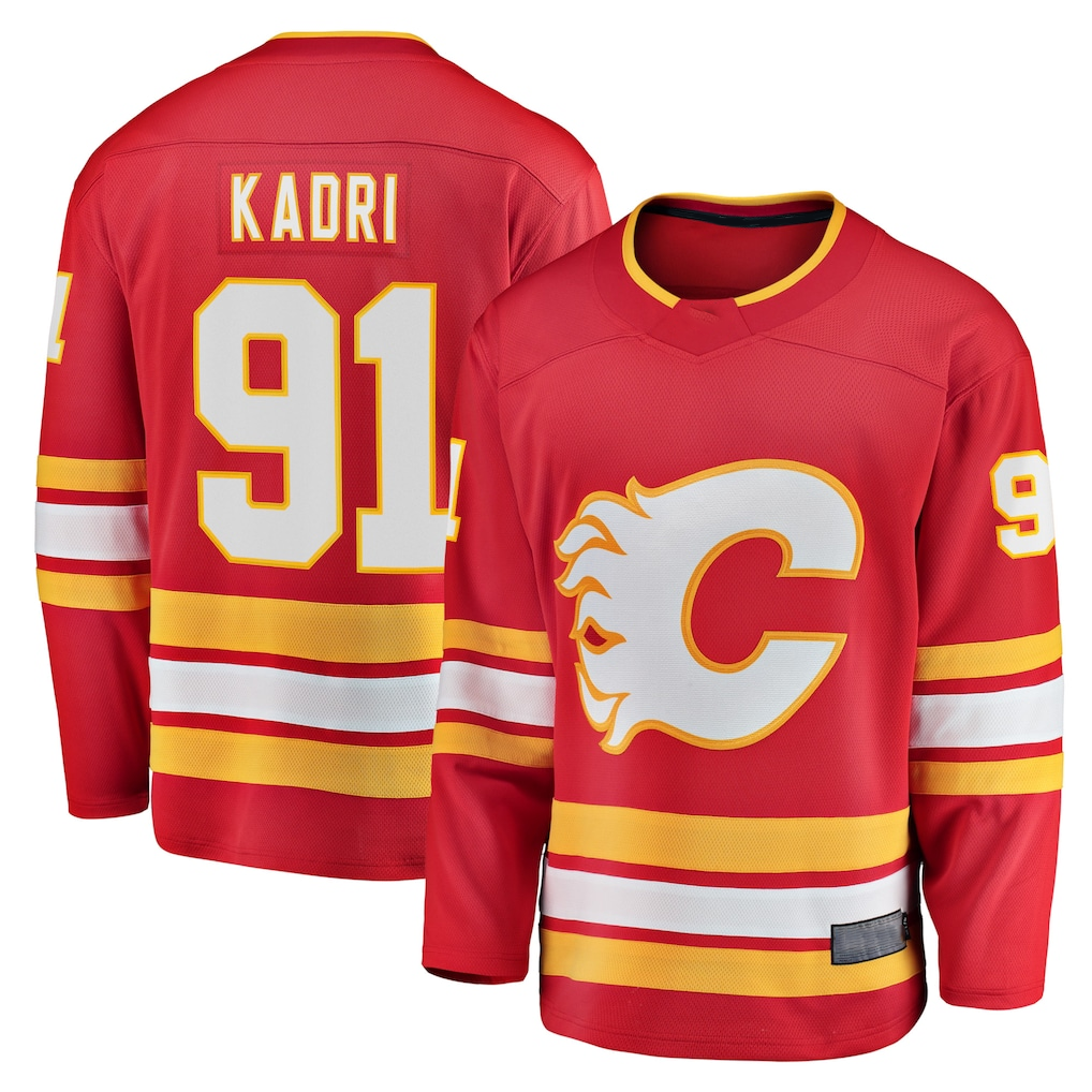 Vanessashop C.Flames #91 Nazem Kadri Red Home Breakaway Player Jerseys