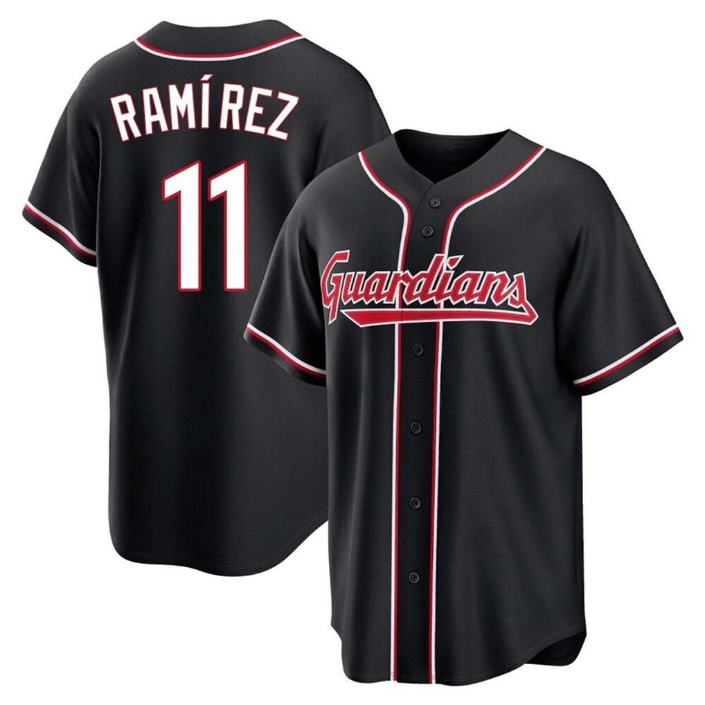 Vanessashop C.Guardians #11 Jose Ramirez Player Black Fashion Out Home Game Stitched Jerseys