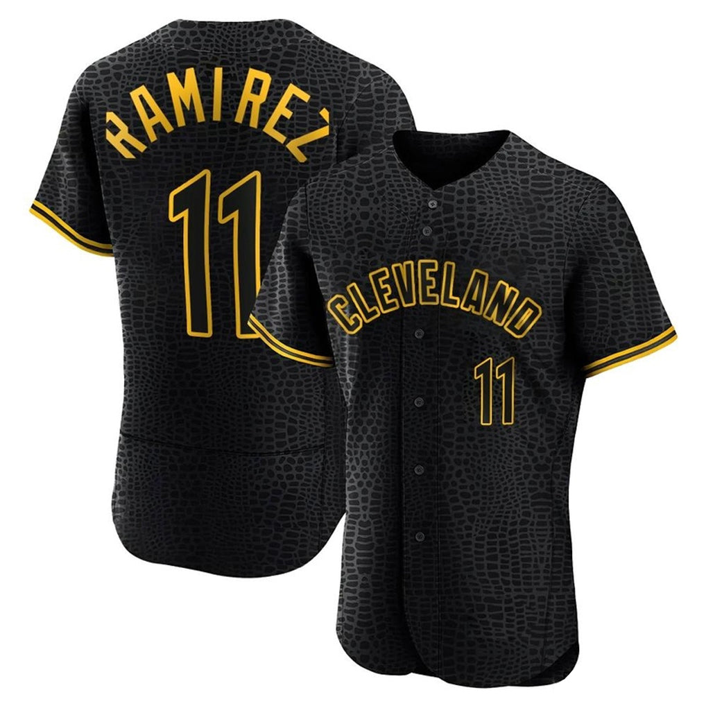 Vanessashop C.Guardians #11 Jose Ramirez Player Black Snake Skin City Limited Elite Home Stitched Jerseys