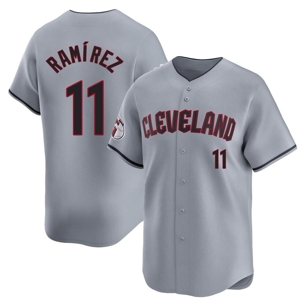 Vanessashop C.Guardians #11 Jose Ramirez Player Gray Road Limited Home Stitched Jerseys