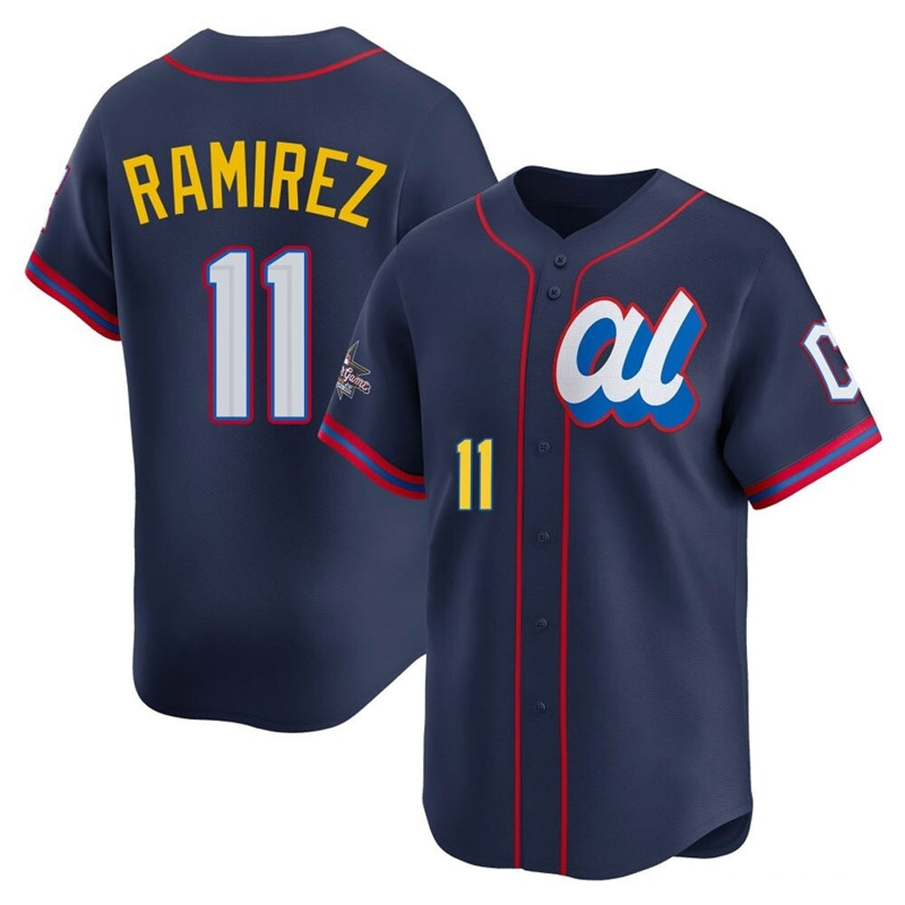Vanessashop C.Guardians #11 Jose Ramirez Player Navy American League All-Star Edition Limited Home Stitched Jerseys