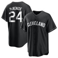 Vanessashop C.Guardians #24 Triston McKenzie Player Black Home Game Stitched Jerseys