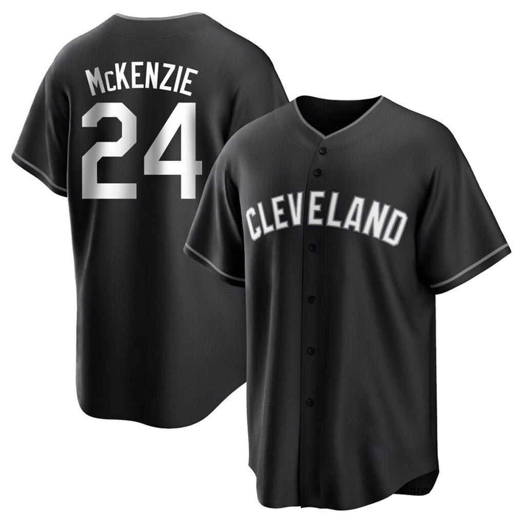 Vanessashop C.Guardians #24 Triston McKenzie Player Black Home Game Stitched Jerseys