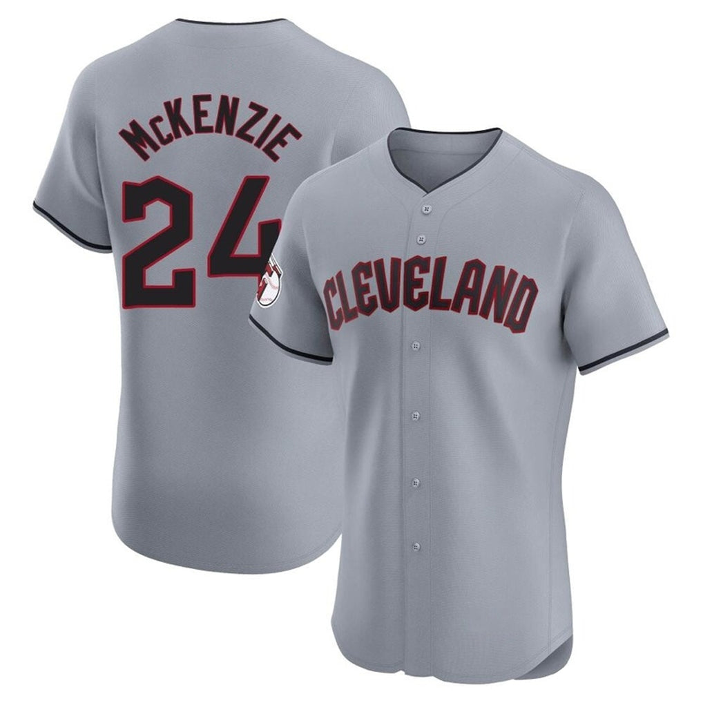 Vanessashop C.Guardians #24 Triston McKenzie Player Gray Road Limited Elite Home Stitched Jerseys