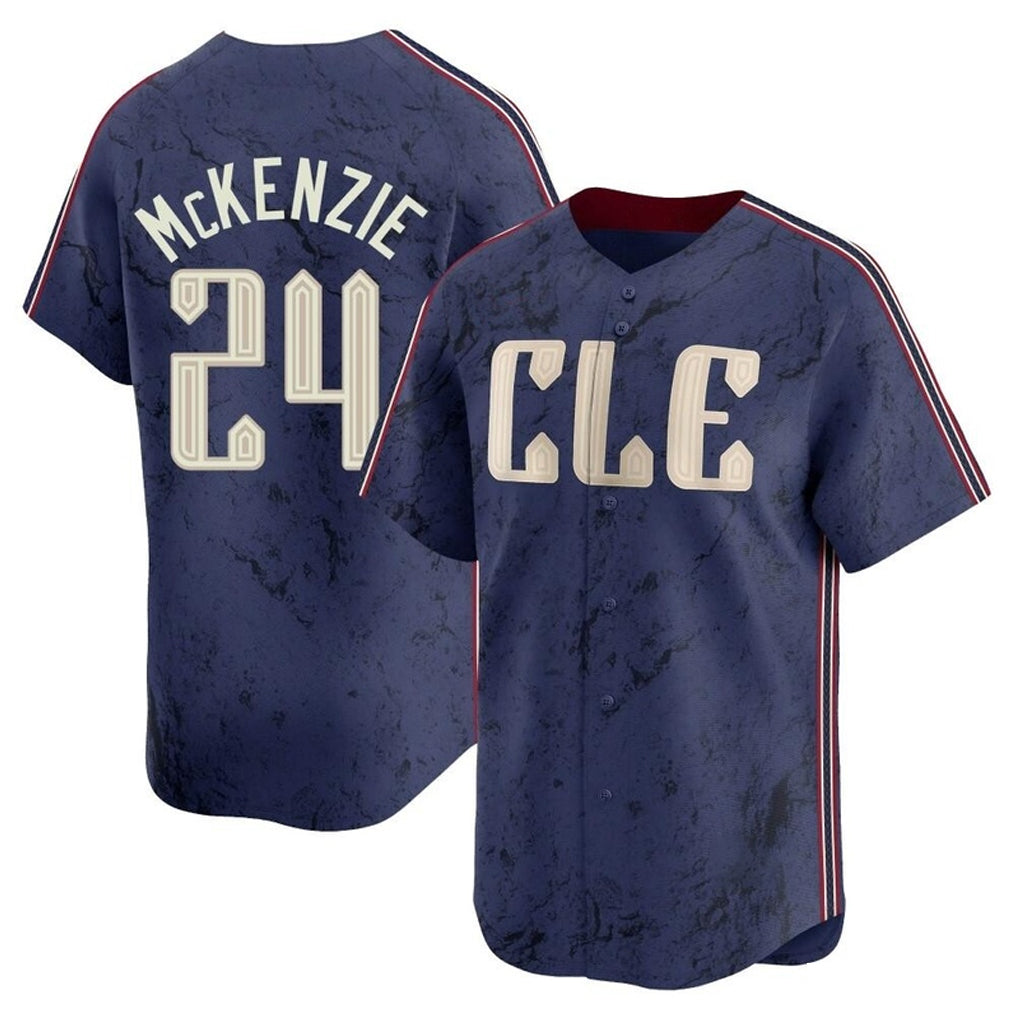 Vanessashop C.Guardians #24 Triston McKenzie Player Navy City Connect Limited Home Stitched Jerseys