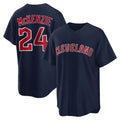 Vanessashop C.Guardians #24 Triston McKenzie Player Navy Game Home Stitched Jerseys